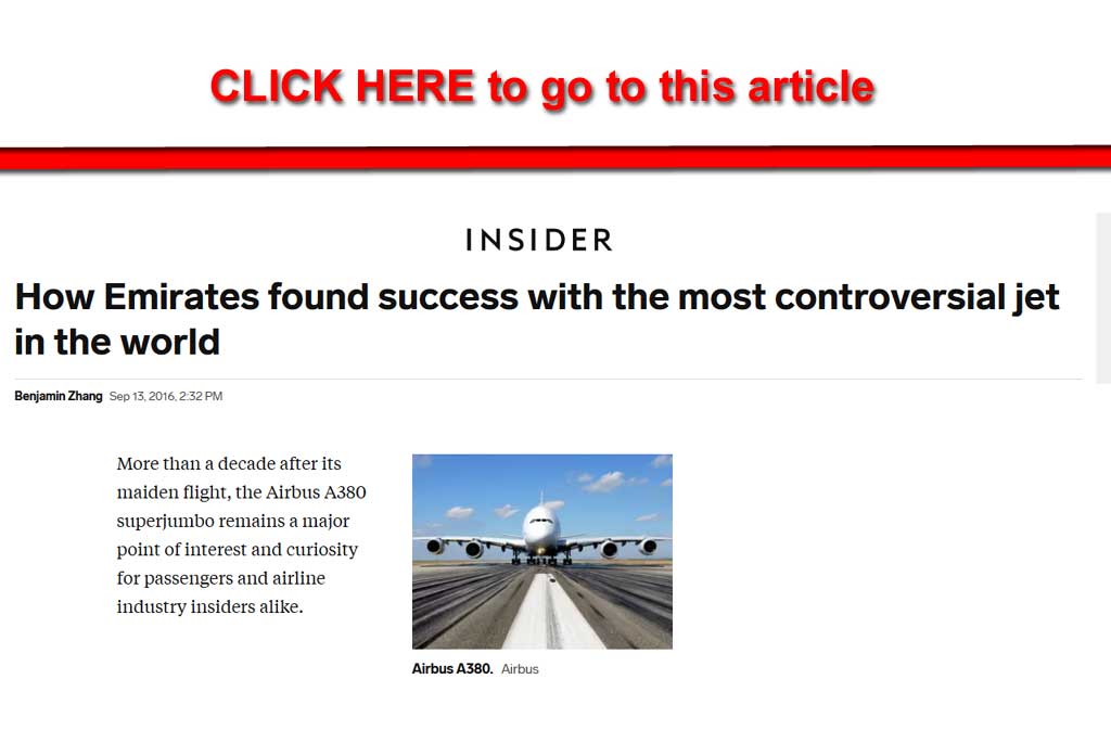 Click here for article - How Emirates found success with the most ocntroversail jet in the world.