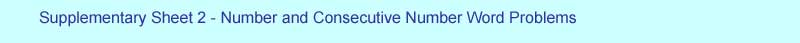 Supplementary Sheet 2 - Number nd Consecutive Number Word Problems